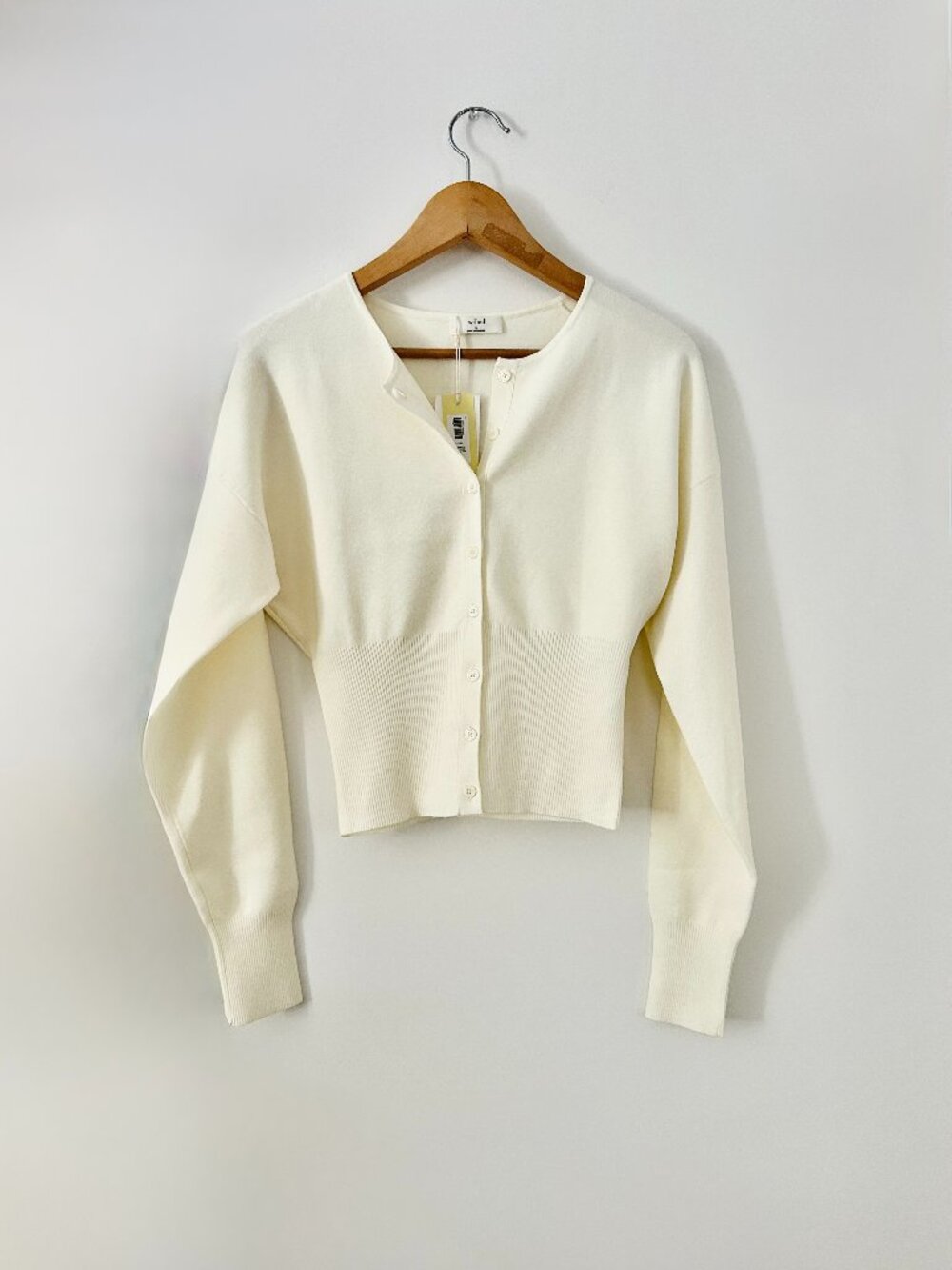 NWT Aritzia Wilfred Golightly Cardigan in Light Birch Cream, Size Medium